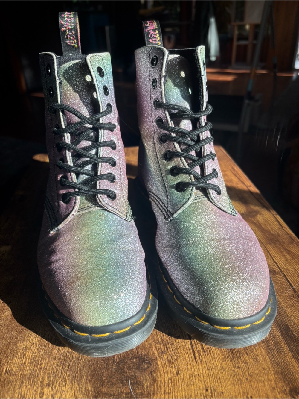 Dr. Martens 1460 Pascal Rainbow Glitter Boots US L 7 38 EU M5 🌈
